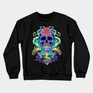 Purple Cannabis Skull with Mushrooms Crewneck Sweatshirt